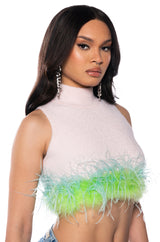 LOVER SLEEVELESS FEATHER TOP