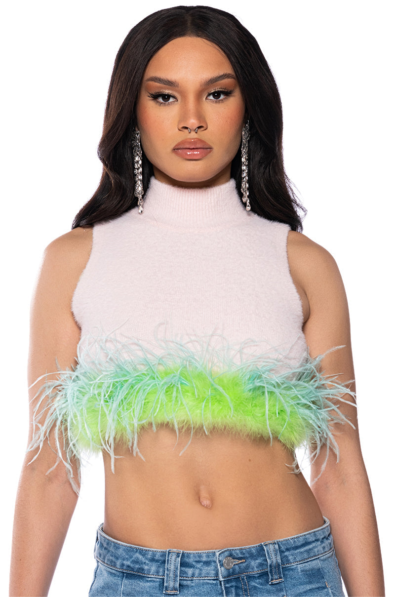 LOVER SLEEVELESS FEATHER TOP