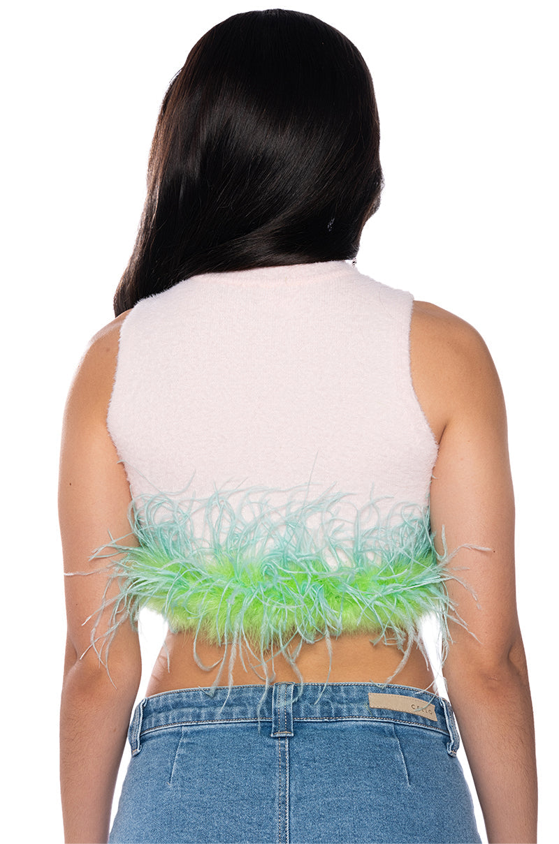 LOVER SLEEVELESS FEATHER TOP