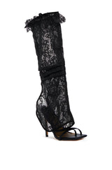 LOVEY DOVEY BLACK LACE GLADIATOR STILETTO SANDAL