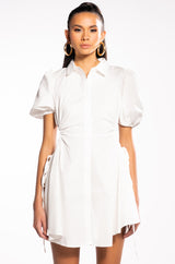LUCY CUT OUT FIT AND FLARE MINI DRESS