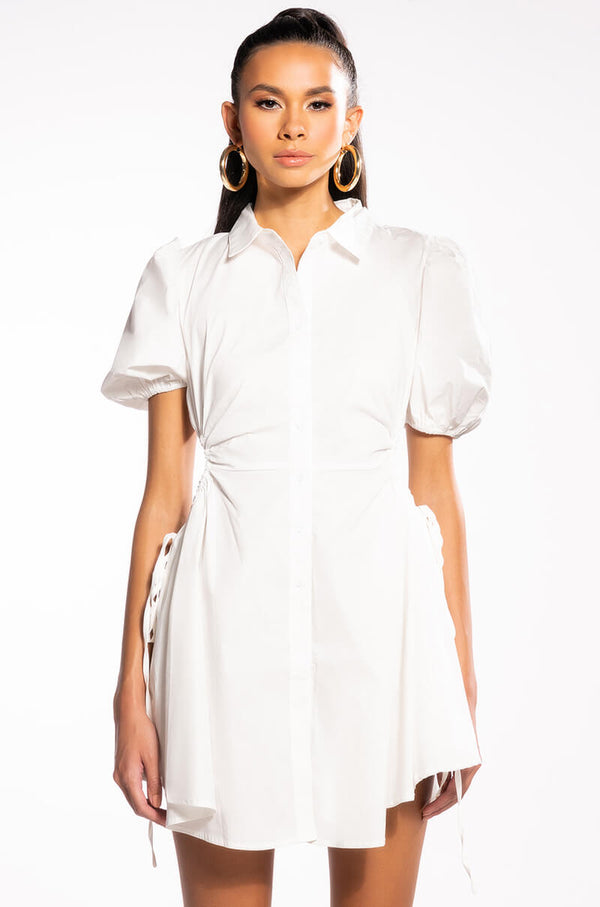 LUCY CUT OUT FIT AND FLARE MINI DRESS