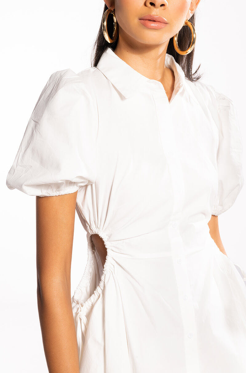 LUCY CUT OUT FIT AND FLARE MINI DRESS