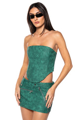LUCKY ME FAUX LEATHER CORSET TOP