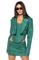 LUCKY ME FAUX LEATHER CORSET TOP