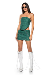 LUCKY ME FAUX LEATHER CORSET TOP