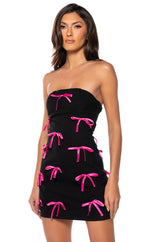 LUCY ALL OVER BOWS STRAPLESS MINI DRESS