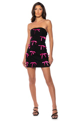 LUCY ALL OVER BOWS STRAPLESS MINI DRESS