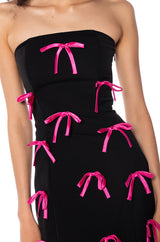 LUCY ALL OVER BOWS STRAPLESS MINI DRESS