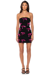 LUCY ALL OVER BOWS STRAPLESS MINI DRESS