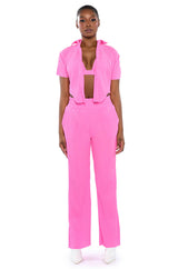 LUCY SHORT SLEEVE BUTTON DOWN IN PINK