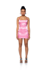 LUELLA HAMMERED SATIN MINI DRESS