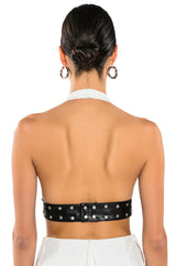 LUMA LOW V NECK HALTER BLOUSE WITH BELT