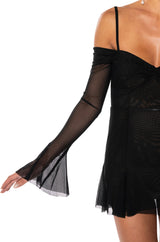 SADIE OFF THE SHOULDER MESH MINI DRESS