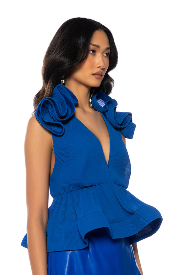 LUSH BODY PLEATED PEPLUM BLOUSE