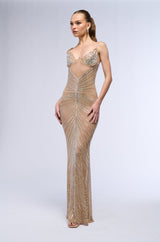 LUXE IS ALL I KNOW RHINESTONE MESH MAXI DRESS
