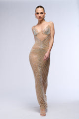 LUXE IS ALL I KNOW RHINESTONE MESH MAXI DRESS