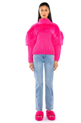 LYLA FAUX FUR DETAIL COZY SWEATER