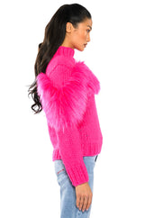 LYLA FAUX FUR DETAIL COZY SWEATER