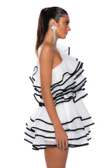 LYLA ONE SHOULDER RUFFLE MINI DRESS