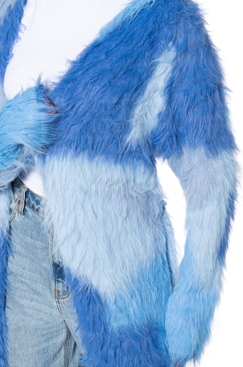 LYLA ULTRA FUZZY COLORBLOCK HOODED CARDIGAN