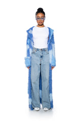 LYLA ULTRA FUZZY COLORBLOCK HOODED CARDIGAN