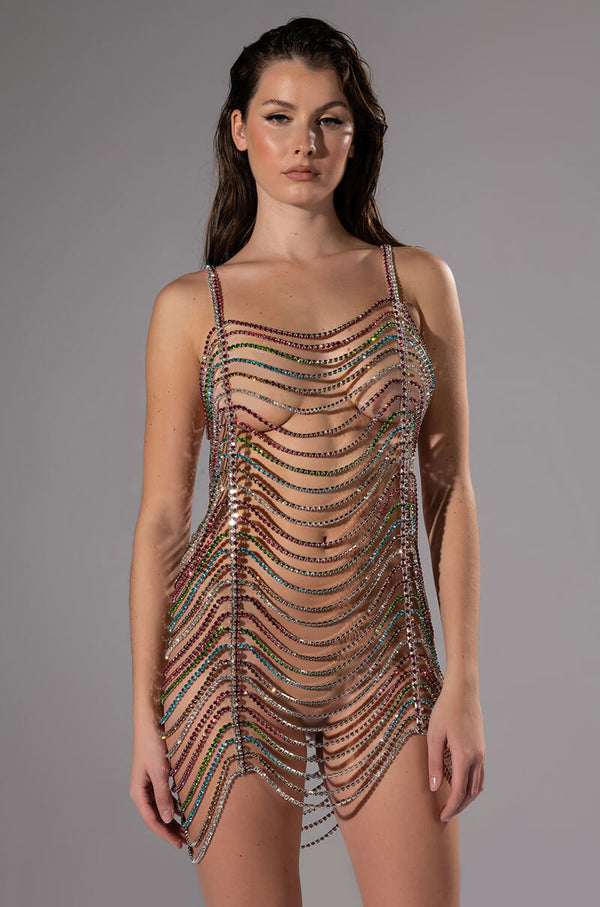MADE YOU LOOK RHINESTONE MINI DRESS