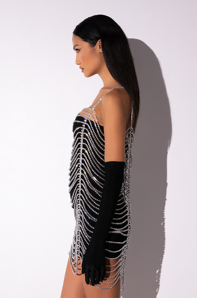 MADE YOU LOOK RHINESTONE MINI DRESS