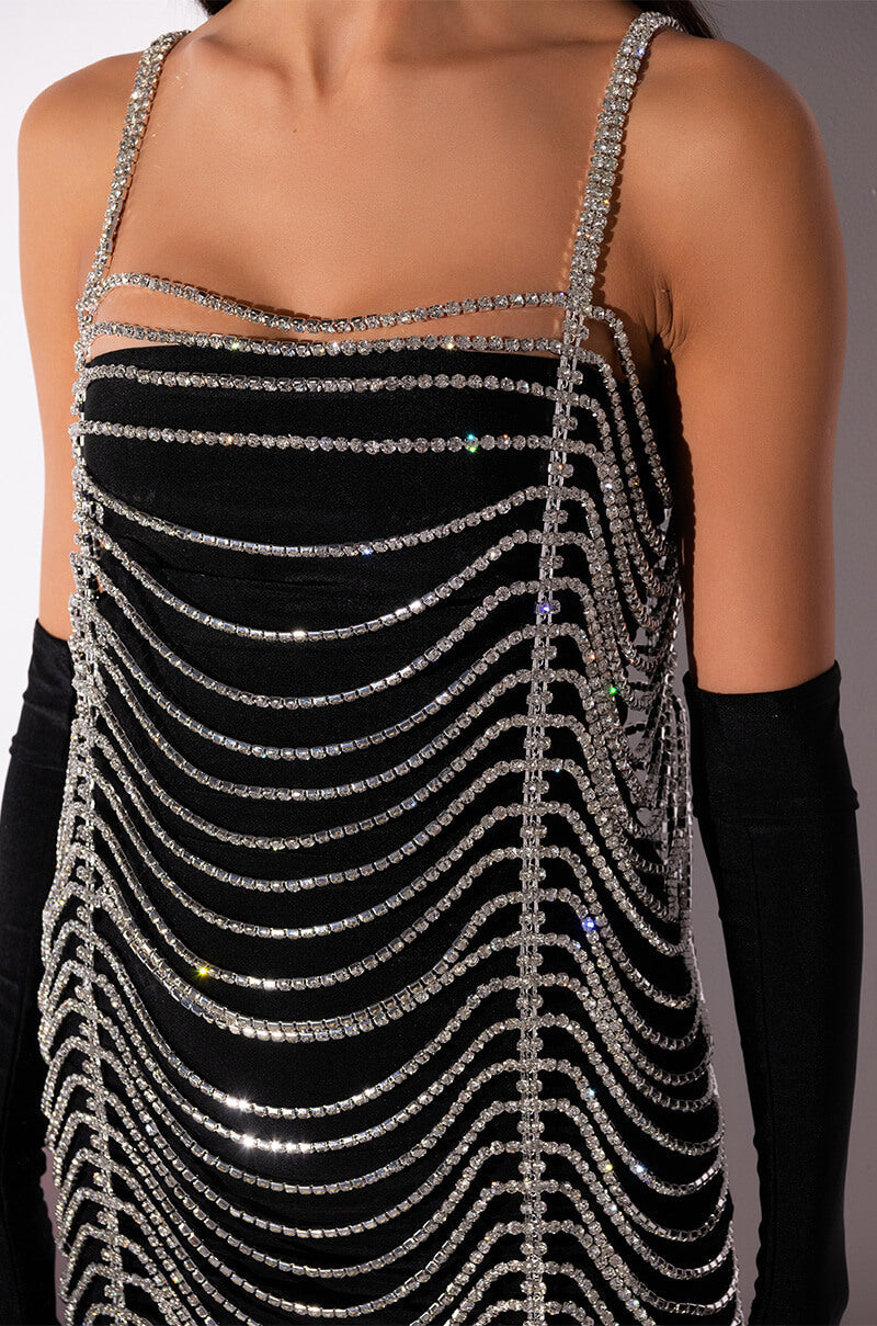 MADE YOU LOOK RHINESTONE MINI DRESS
