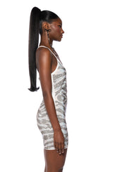 MAGESTIC RHINESTONE ZEBRA MINI DRESS