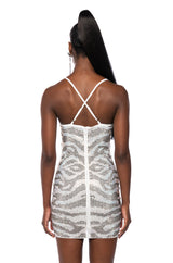 MAGESTIC RHINESTONE ZEBRA MINI DRESS