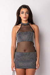 MAKE IT RIGHT HALTER TOP RHINESTONE MINI DRESS