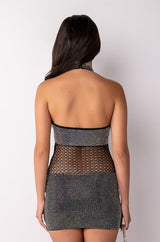 MAKE IT RIGHT HALTER TOP RHINESTONE MINI DRESS