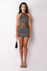MAKE IT RIGHT HALTER TOP RHINESTONE MINI DRESS