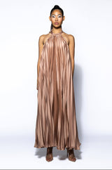 MARY KATE PLEATED HALTER MAXI DRESS