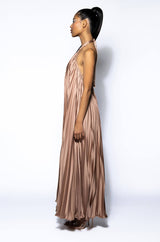 MARY KATE PLEATED HALTER MAXI DRESS