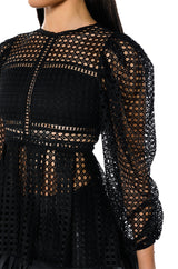 MAKE THE WORLD YOURS PEPLUM FITTED LONG SLEEVE BLOUSE