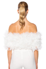 MAKING THE CUT 3D FLORAL CROP TOP IN WHITE
