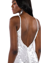MARGO SEQUIN SLEEVELESS V NECK MINI DRESS