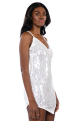 MARGO SEQUIN SLEEVELESS V NECK MINI DRESS