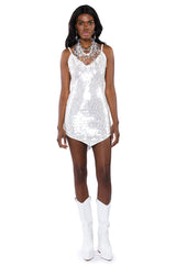 MARGO SEQUIN SLEEVELESS V NECK MINI DRESS