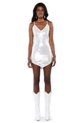 MARGO SEQUIN SLEEVELESS V NECK MINI DRESS