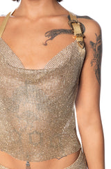 MARIELA RHINESTONE ENCRUSTED COWL NECK TOP