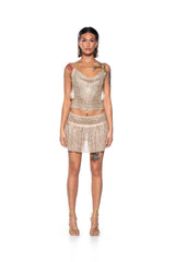 MARIELA RHINESTONE ENCRUSTED COWL NECK TOP