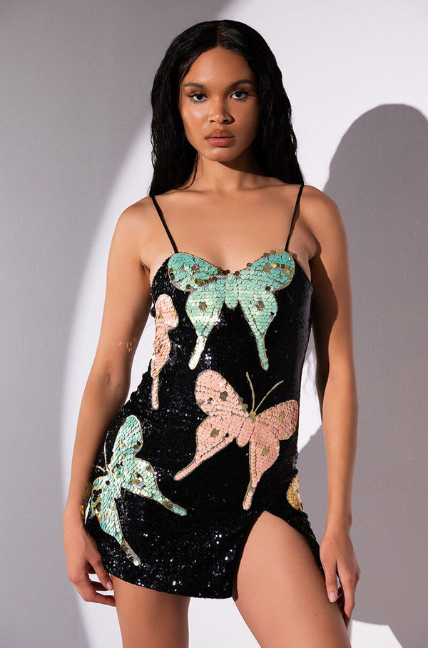 MARIPOSA STRAPLESS SEQUIN MINI DRESS