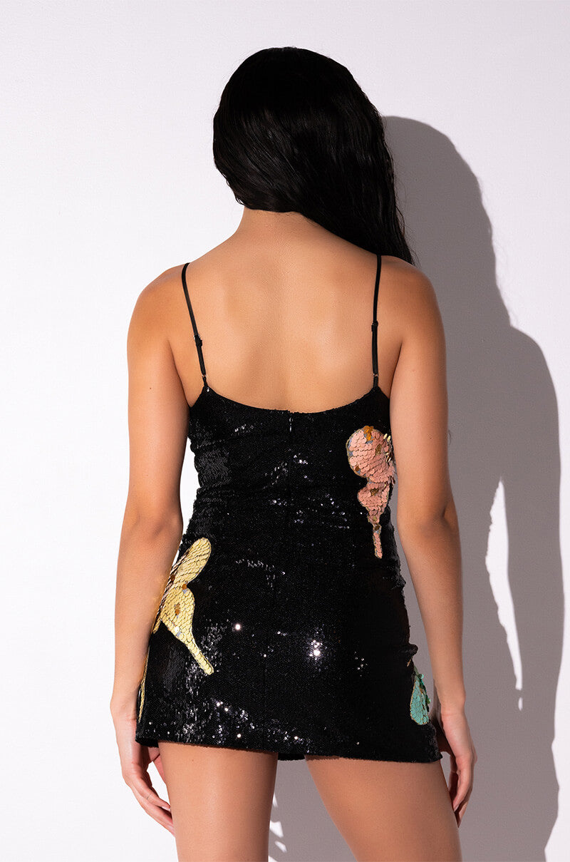 MARIPOSA STRAPLESS SEQUIN MINI DRESS