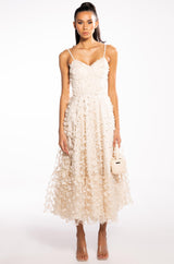MARIPOSA SLEEVELESS APPLIQUE MIDI DRESS