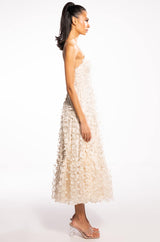MARIPOSA SLEEVELESS APPLIQUE MIDI DRESS