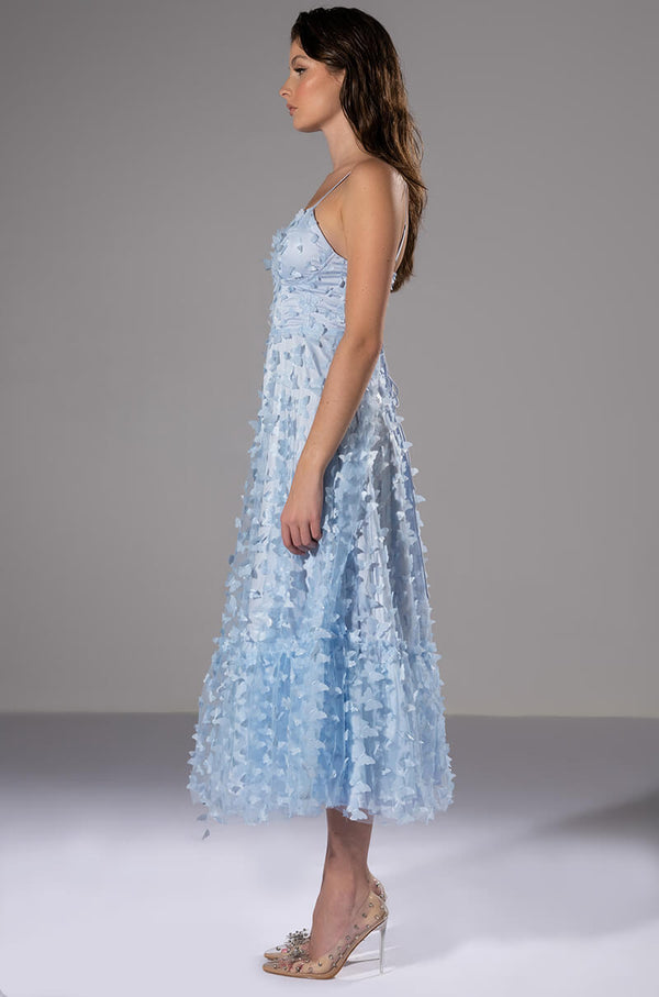 MARIPOSA SLEEVELESS APPLIQUE MIDI DRESS