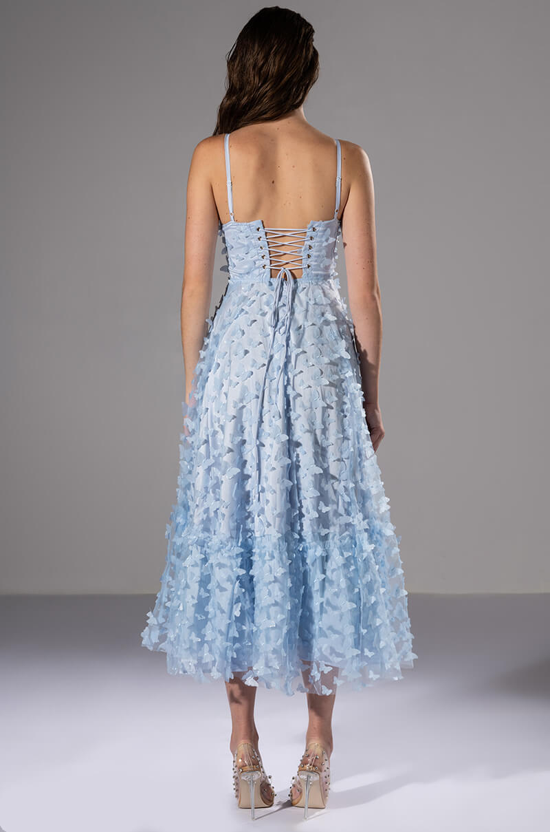 MARIPOSA SLEEVELESS APPLIQUE MIDI DRESS